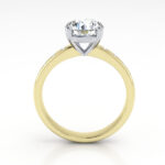 Round Brilliant Solitaire Accent Diamond Ring Yellow Gold RSA19 TF