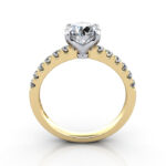Round Brilliant Solitaire Accent Diamond Ring Yellow Gold RSA4 TF