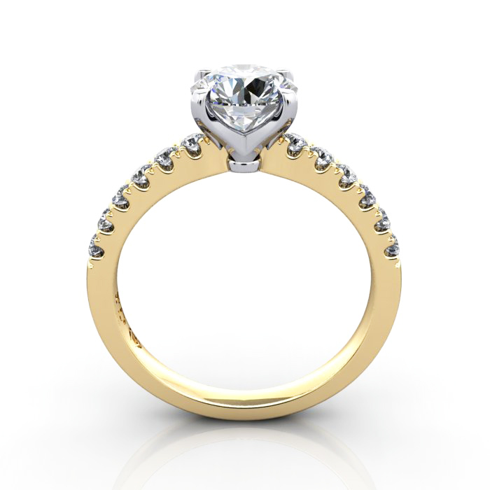 Round Brilliant Solitaire Accent Diamond Ring Yellow Gold RSA4 TF