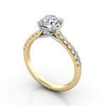 Round Brilliant Solitaire Accent Diamond Ring Yellow Gold RSA44 3D