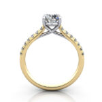 Round Brilliant Solitaire Accent Diamond Ring Yellow Gold RSA44 TF