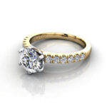 Round Brilliant Solitaire Accent Diamond Ring Yellow Gold RSA6 LF