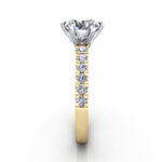 Round Brilliant Solitaire Accent Diamond Ring Yellow Gold RSA6 SV