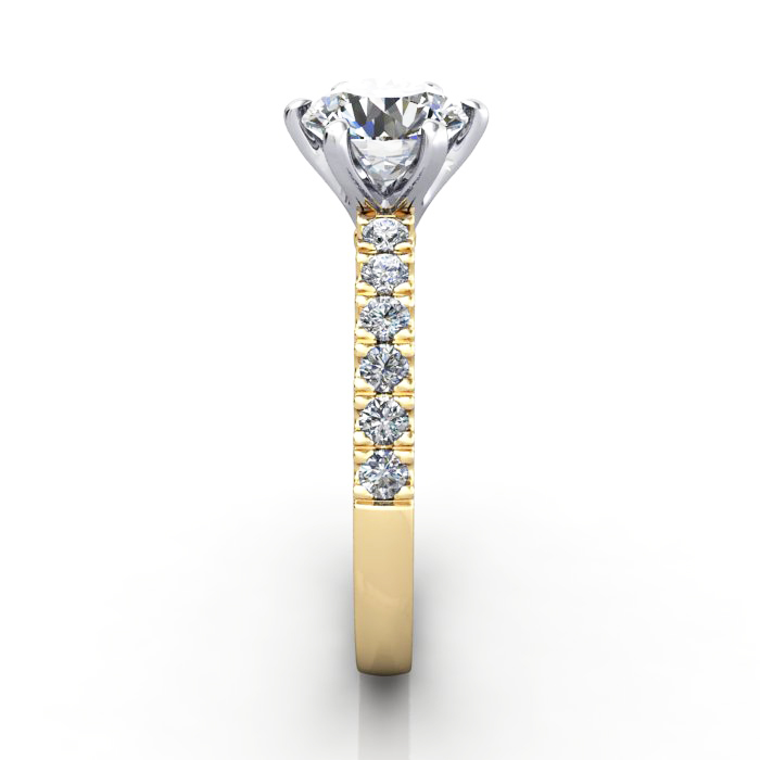 Round Brilliant Solitaire Accent Diamond Ring Yellow Gold RSA6 SV