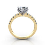 Round Brilliant Solitaire Accent Diamond Ring Yellow Gold RSA6 TF