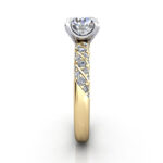 Round Brilliant Solitaire Accent Diamond Ring Yellow Gold RSA7 SV