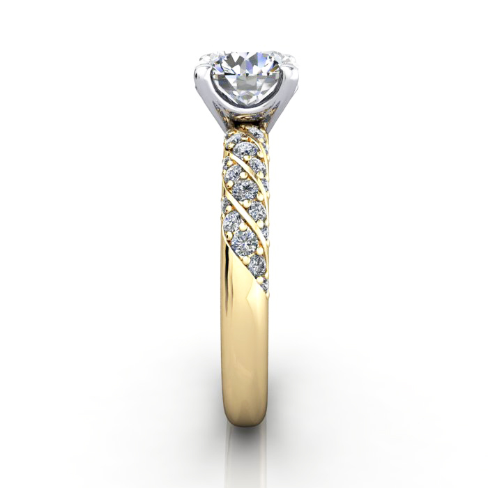 Round Brilliant Solitaire Accent Diamond Ring Yellow Gold RSA7 SV