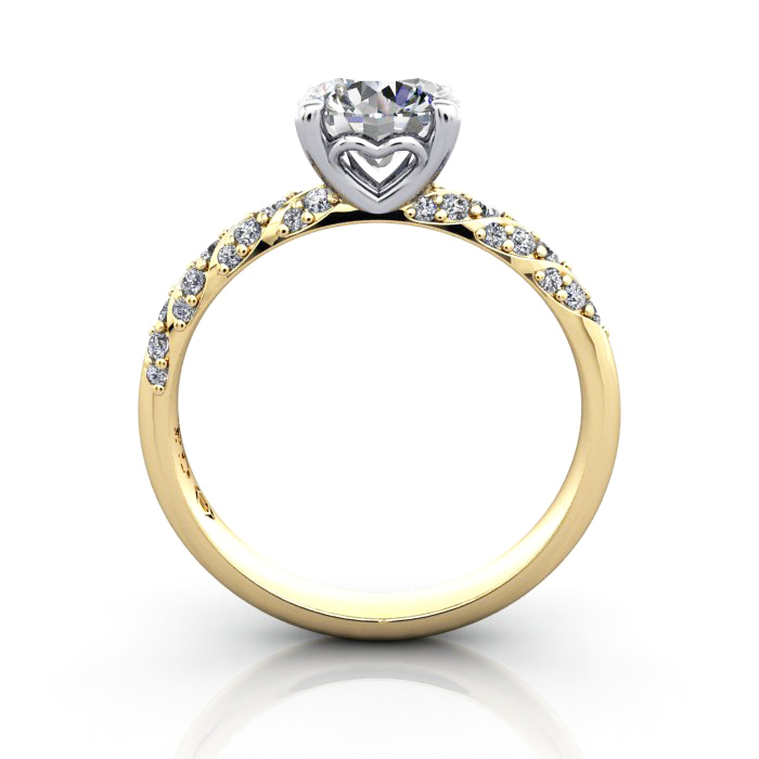 Round Brilliant Solitaire Accent Diamond Ring Yellow Gold RSA7 TF