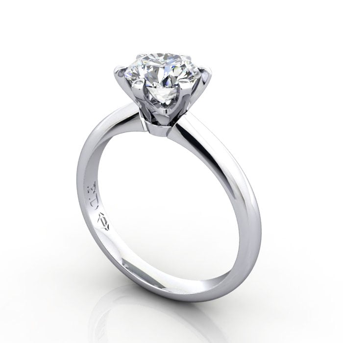 Round Brilliant Solitaire Diamond Ring Platinum RS18 3D