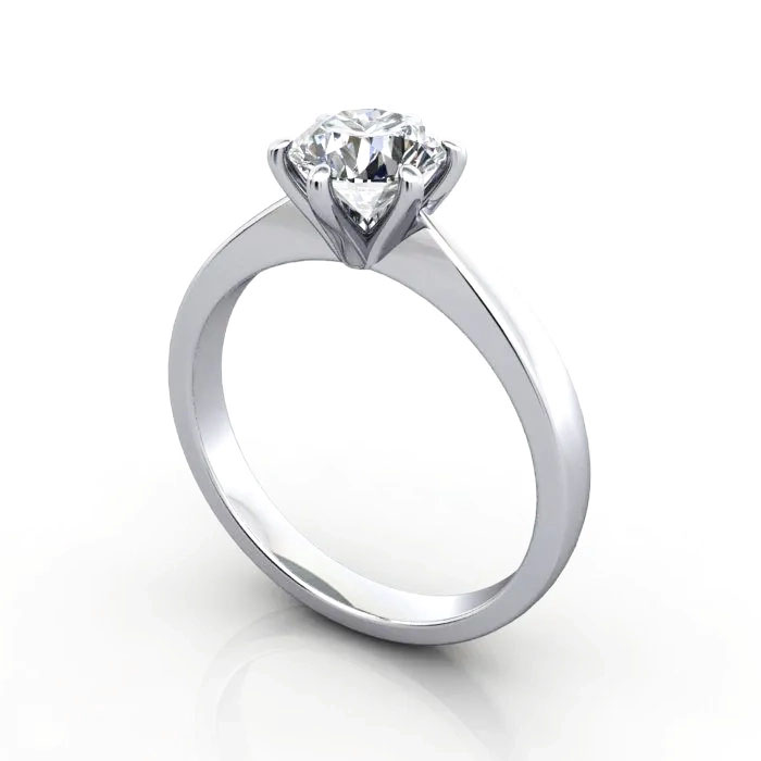 Round Brilliant Solitaire Diamond Ring Platinum RS23 3D