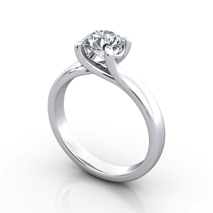 Round Brilliant Solitaire Diamond Ring Platinum RS29 3D