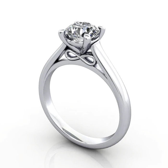 Round Brilliant Solitaire Diamond Ring Platinum RS34 3D Round Brilliant Solitaire Diamond Ring Platinum RS34 3D