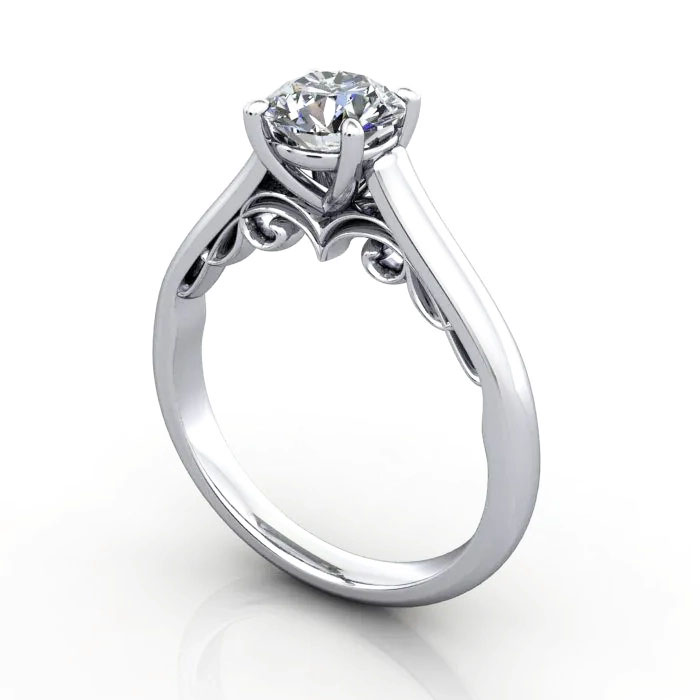 Round Brilliant Solitaire Diamond Ring Platinum RS35 3D Round Brilliant Solitaire Diamond Ring Platinum RS35 3D