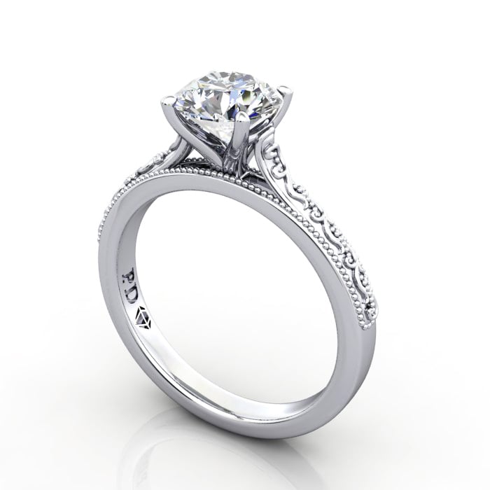 Round Brilliant Solitaire Diamond Ring Platinum RS50 3D Round Brilliant Solitaire Diamond Ring Platinum RS50 3D