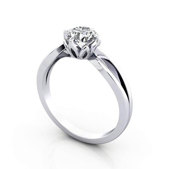 Round Brilliant Solitaire Diamond Ring Platinum RS8 3D Round Brilliant Solitaire Diamond Ring Platinum RS8 3D