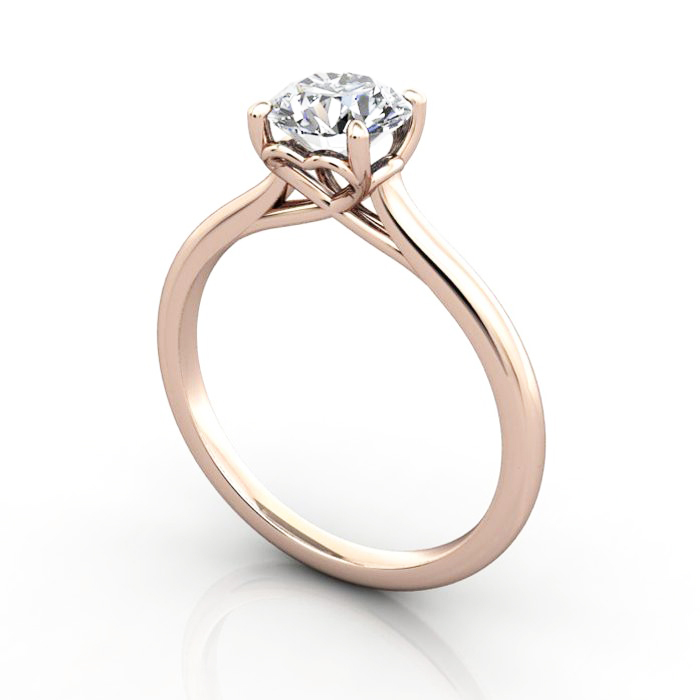 Round Brilliant Solitaire Diamond Ring Rose Gold RS1 3D Round Brilliant Solitaire Diamond Ring Rose Gold RS1 3D