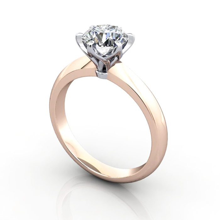 Round Brilliant Solitaire Diamond Ring Rose Gold RS15 3D Round Brilliant Solitaire Diamond Ring Rose Gold RS15 3D