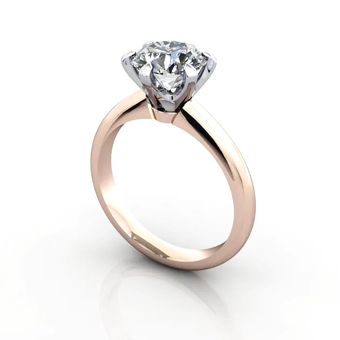 Round Brilliant Solitaire Diamond Ring Rose Gold RS18 3D Round Brilliant Solitaire Diamond Ring Rose Gold RS18 3D
