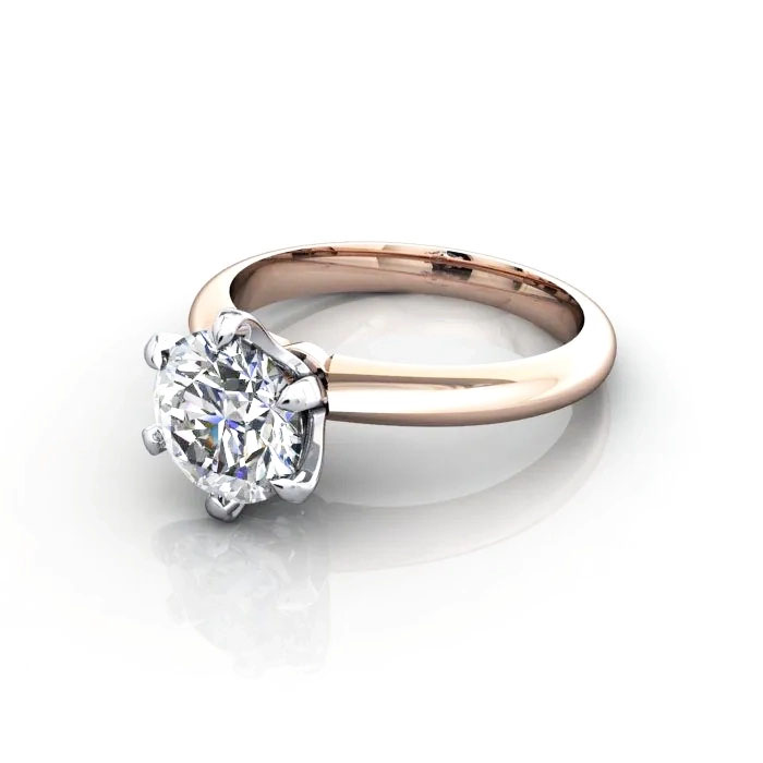 Round Brilliant Solitaire Diamond Ring Rose Gold RS18 LF Round Brilliant Solitaire Diamond Ring Rose Gold RS18 LF