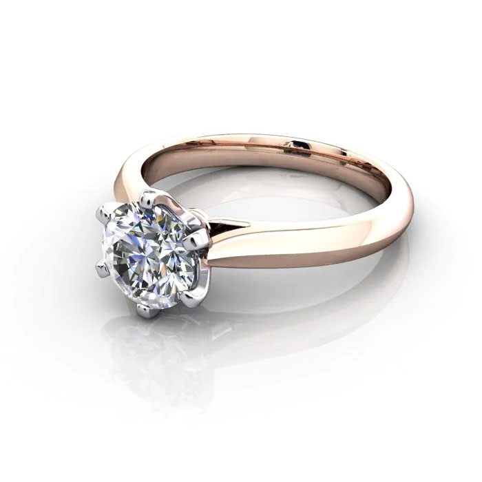 Round Brilliant Solitaire Diamond Ring Rose Gold RS21 LF