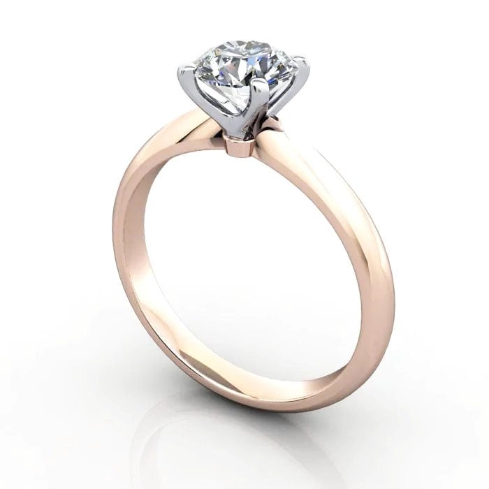 Round Brilliant Solitaire Diamond Ring Rose Gold RS22 3D