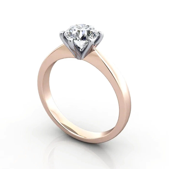 Round Brilliant Solitaire Diamond Ring Rose Gold RS23 3D Round Brilliant Solitaire Diamond Ring Rose Gold RS23 3D