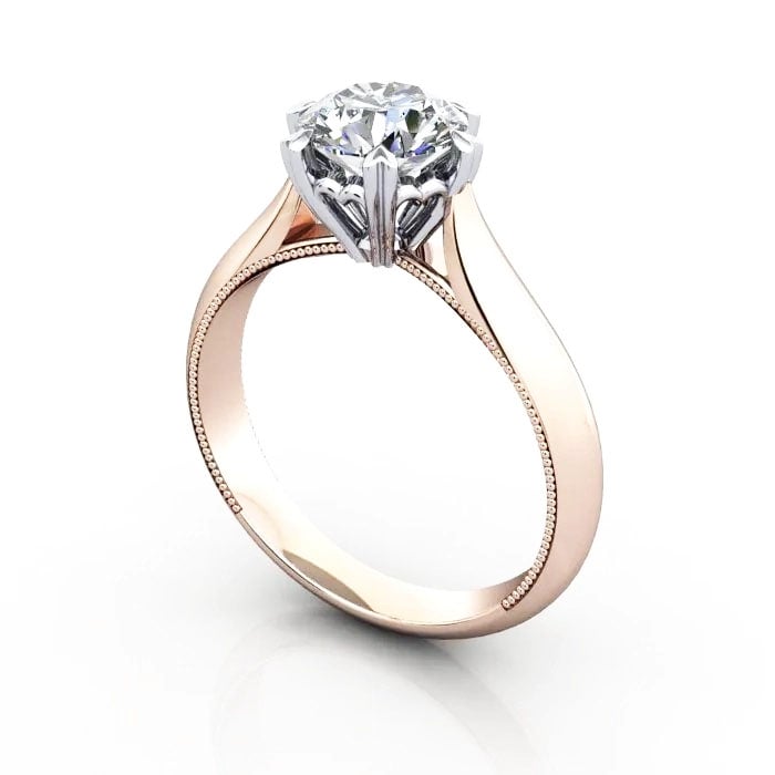 Round Brilliant Solitaire Diamond Ring Rose Gold RS25 3D Round Brilliant Solitaire Diamond Ring Rose Gold RS25 3D