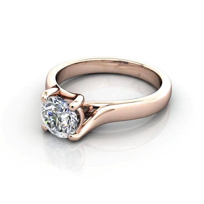 Round Brilliant Solitaire Diamond Ring Rose Gold RS29 LF