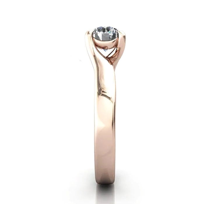 Round Brilliant Solitaire Diamond Ring Rose Gold RS29 SV