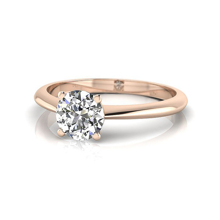 Round Brilliant Solitaire Diamond Ring Rose Gold RS3 LF Round Brilliant Solitaire Diamond Ring Rose Gold RS3 LF