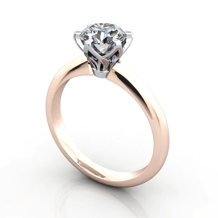 Round Brilliant Solitaire Diamond Ring Rose Gold RS32 3D Round Brilliant Solitaire Diamond Ring Rose Gold RS32 3D