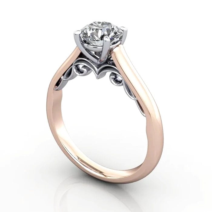 Round Brilliant Solitaire Diamond Ring Rose Gold RS35 3D Round Brilliant Solitaire Diamond Ring Rose Gold RS35 3D