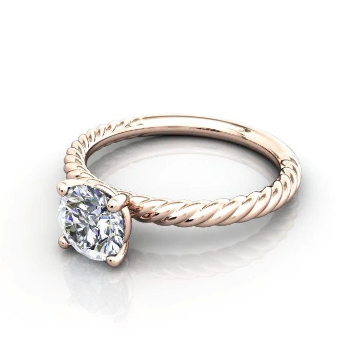 Round Brilliant Solitaire Diamond Ring Rose Gold RS38 LF Round Brilliant Solitaire Diamond Ring Rose Gold RS38 LF