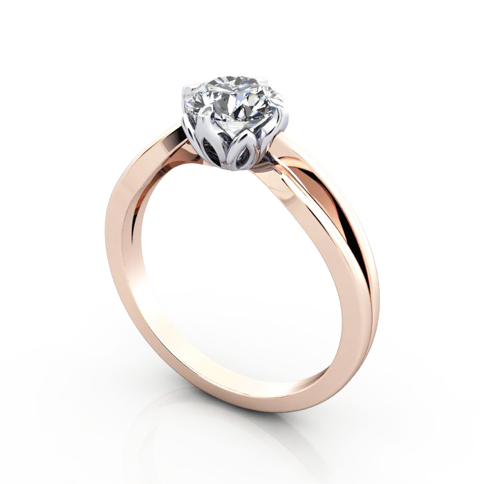Round Brilliant Solitaire Diamond Ring Rose Gold RS8 3D Round Brilliant Solitaire Diamond Ring Rose Gold RS8 3D