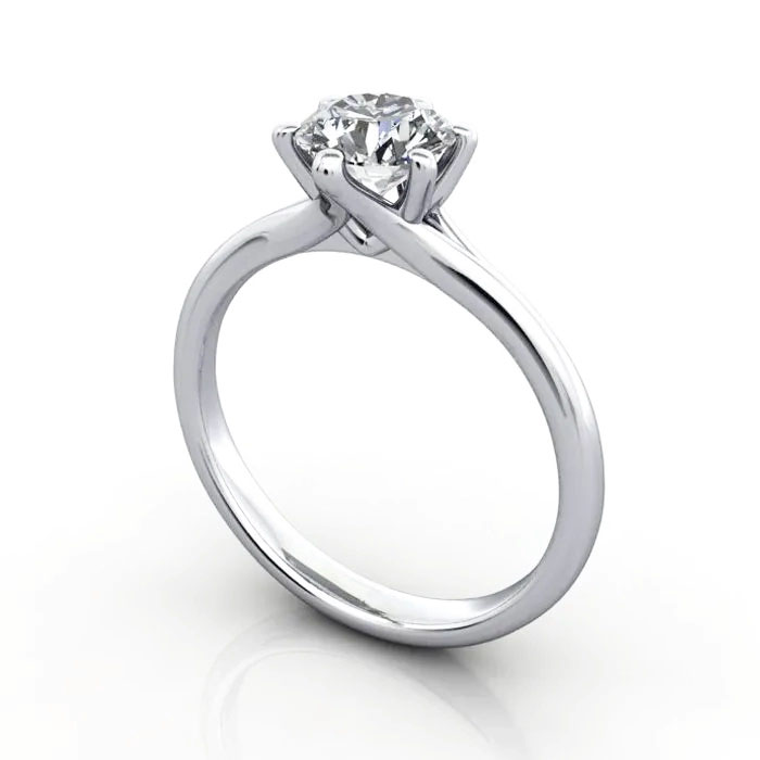 Round Brilliant Solitaire Diamond Ring White Gold RS13 3D
