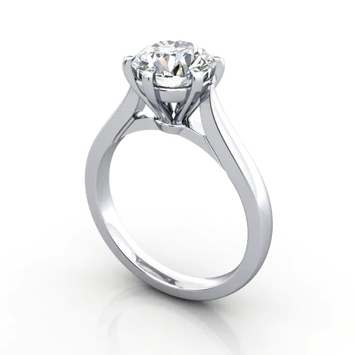 Round Brilliant Solitaire Diamond Ring White Gold RS20 3D