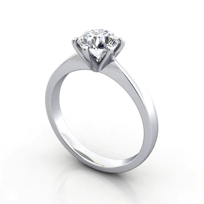 Round Brilliant Solitaire Diamond Ring White Gold RS23 3D Round Brilliant Solitaire Diamond Ring White Gold RS23 3D