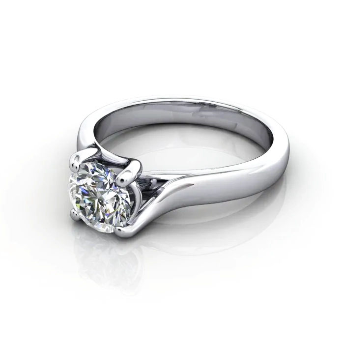 Round Brilliant Solitaire Diamond Ring White Gold RS29 LF