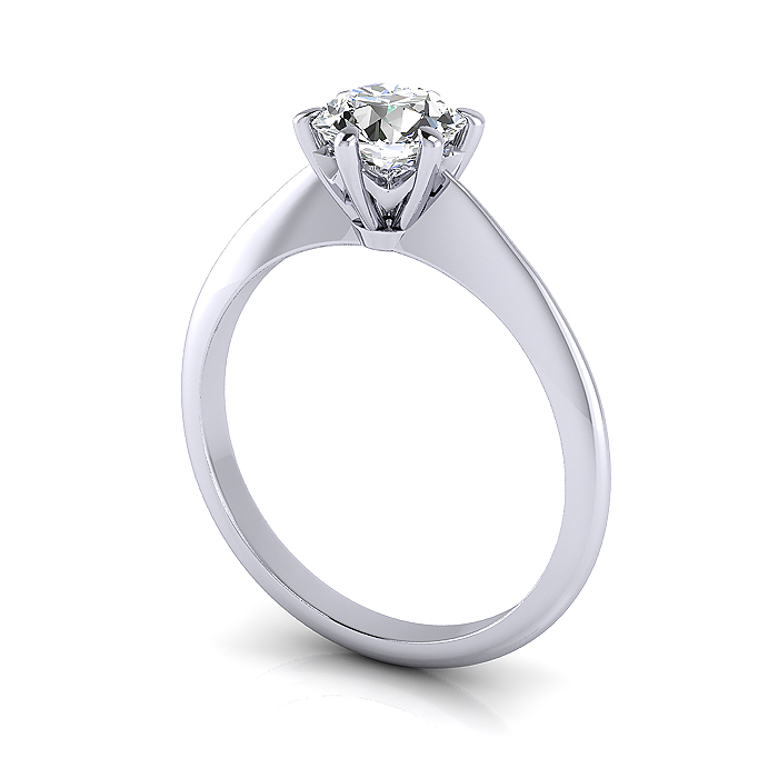 Round Brilliant Solitaire Diamond Ring White Gold RS4 3D Round Brilliant Solitaire Diamond Ring White Gold RS4 3D