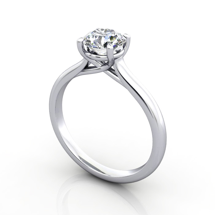 Round Brilliant Solitaire Diamond Ring White Gold RS44 3D Round Brilliant Solitaire Diamond Ring White Gold RS44 3D