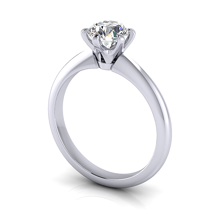 Round Brilliant Solitaire Diamond Ring White Gold RS9 3D Round Brilliant Solitaire Diamond Ring White Gold RS9 3D