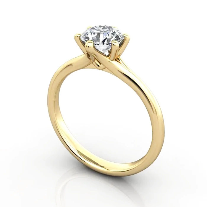 Round Brilliant Solitaire Diamond Ring Yellow Gold RS13 3D Round Brilliant Solitaire Diamond Ring Yellow Gold RS13 3D