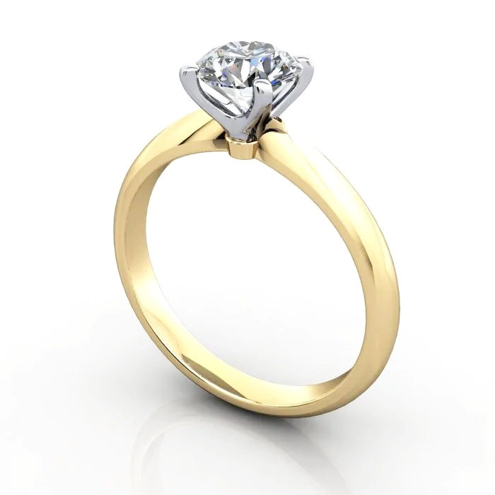 Round Brilliant Solitaire Diamond Ring Yellow Gold RS22 3D Round Brilliant Solitaire Diamond Ring Yellow Gold RS22 3D