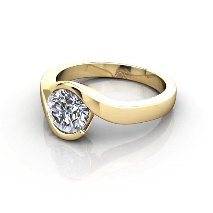 Round Brilliant Solitaire Diamond Ring Yellow Gold RS24 LF