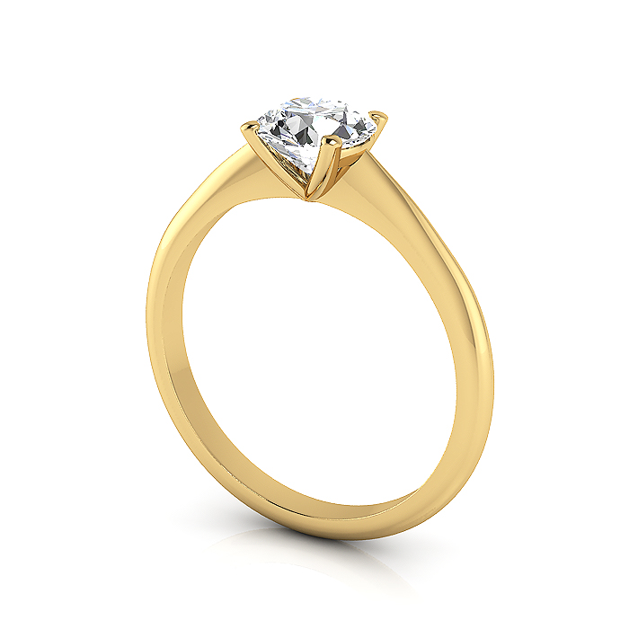 Round Brilliant Solitaire Diamond Ring Yellow Gold RS3 3D Round Brilliant Solitaire Diamond Ring Yellow Gold RS3 3D