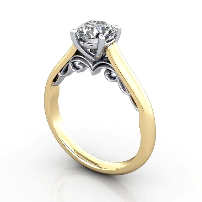 Round Brilliant Solitaire Diamond Ring Yellow Gold RS35 3D Round Brilliant Solitaire Diamond Ring Yellow Gold RS35 3D