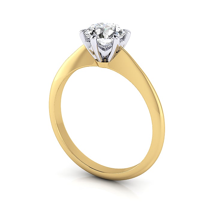 Round Brilliant Solitaire Diamond Ring Yellow Gold RS4 3D Round Brilliant Solitaire Diamond Ring Yellow Gold RS4 3D