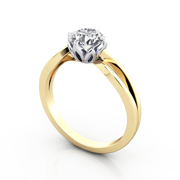 Round Brilliant Solitaire Diamond Ring Yellow Gold RS8 3D Round Brilliant Solitaire Diamond Ring Yellow Gold RS8 3D