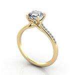Thumb Asscher Cut Solitaire Accent Diamond Ring Yellow Gold RSA1 3D