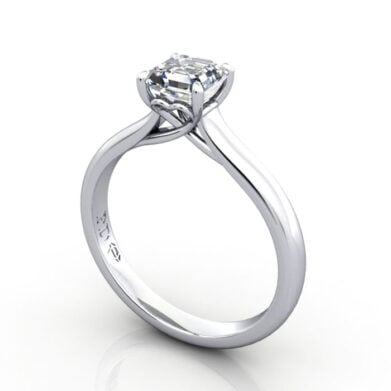 Thumb Asscher Cut Solitaire Diamond Ring Platinum RS1 3D